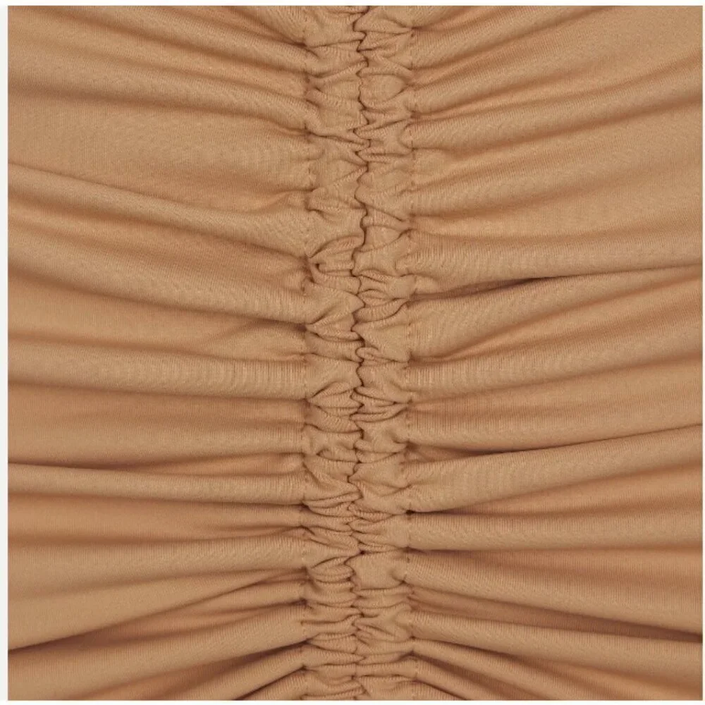 NWT SKIM Sexy Ruched Mini Skirt Cover-up Tight Fitting Almond Brown Size 2XL XXL